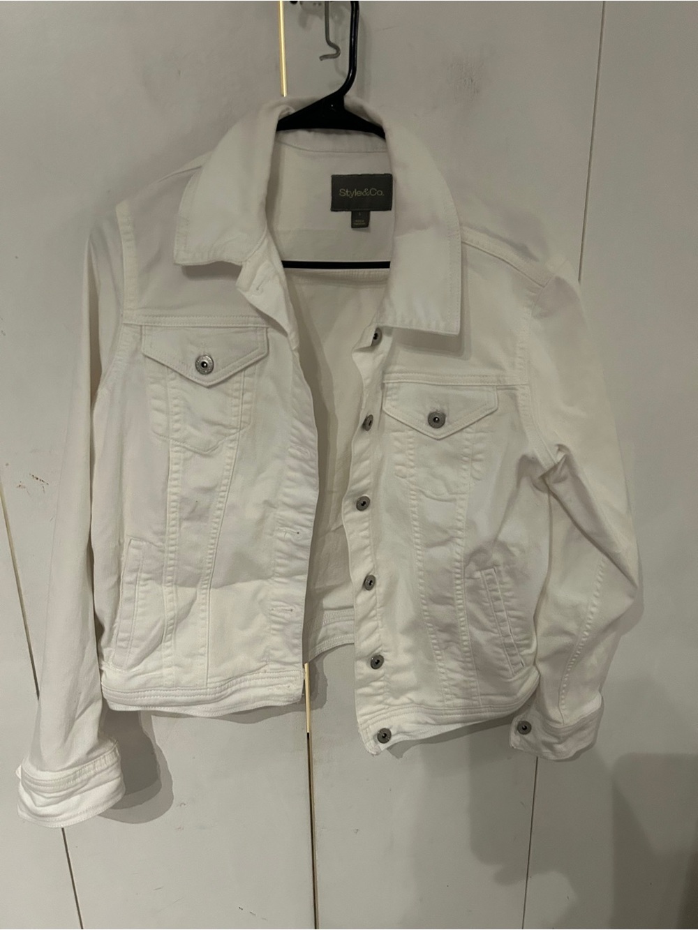 Style & Co. Women's White Denim Jacket size L